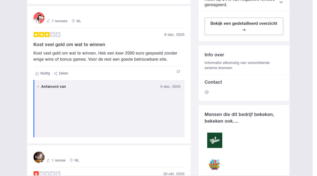 Calculate, play or complain at online games of chance
