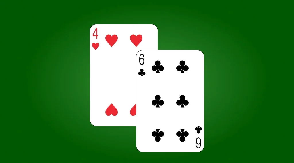 Blackjack double (Hearts four and clubs six)